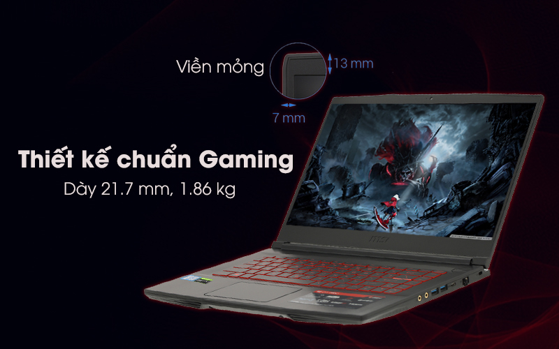 Laptop MSI Gaming GF63 Thin 9SCSR (1057VN) (i5 9300H 8GB RAM/512GBSSD/GTX1650Ti 4G/15.6 inch FHD 144
