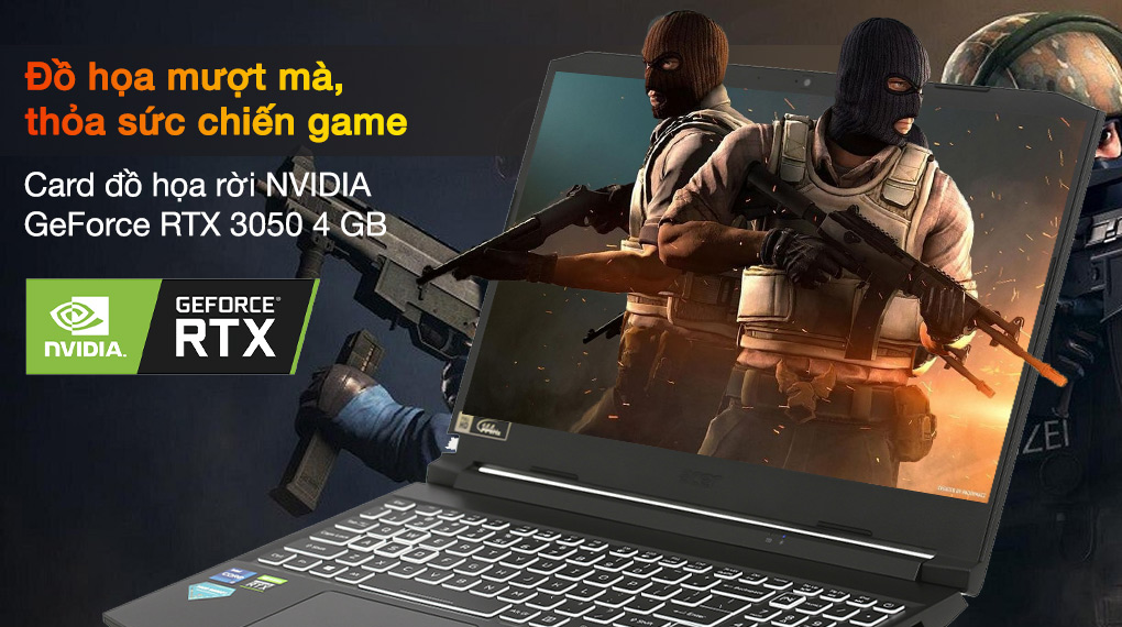 Laptop Acer Gaming Nitro AN515-57-71VV i7-11800H/8GD4/512GB SSD_PCIe/15.6FHD/ĐEN/W11SL/4GD6_RTX3050